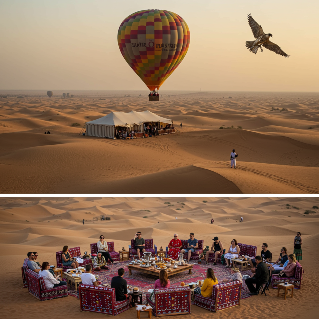 Dubai Hot Air Balloon Ride with Falconry & Breakfast 1