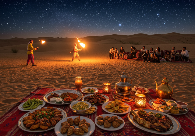 Nighttime Desert Safari with Fire Show & BBQ Feast 1